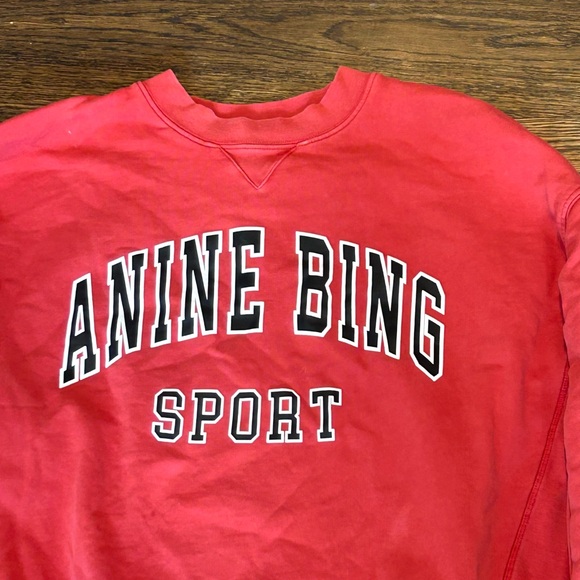 Anine Bing Jaci Sport Red Sweatshirt - Picture 2 of 9